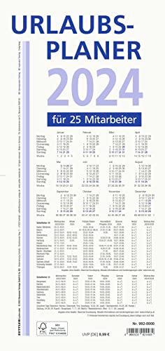 Urlaubsplaner 2024 100x29,7 - 16 Monate- Wandplaner - gefalzt - für 25 Personen - 992-0000