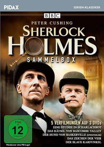 Sherlock Holmes - Sammelbox / 5 spannende Krimis mit Peter Cushing nach den Büchern von Sir Arthur Conan Doyle (Pidax Serien-Klassiker) [3 DVDs]