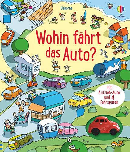 Wohin fährt das Auto?: mit Aufzieh-Auto und 4 Fahrspuren