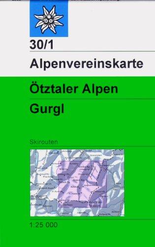 Ötztaler Alpen - Gurgl: Skirouten - Topopgraphische Karte 1:25000