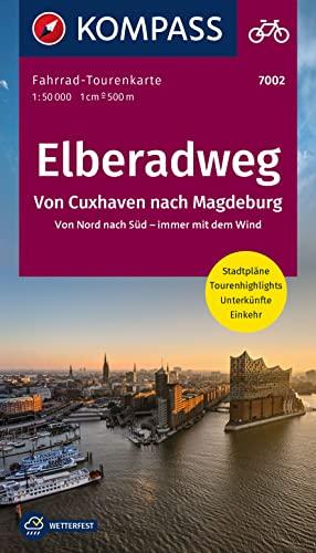 KOMPASS Fahrrad-Tourenkarte Elberadweg, Von Cuxhaven nach Magdeburg. Von Nord nach Süd – immer mit dem Wind 1:50.000: Leporello Karte, reiß- und wetterfest