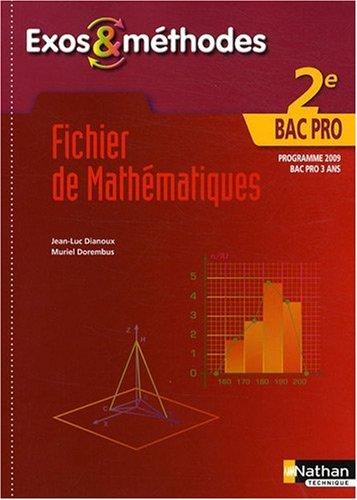 Fichier de mathématiques, 2e bac pro : programme 2009, bac pro 3 ans