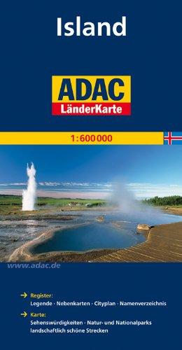 ADAC Länderkarte Island 1:600.000: Mit Kennzeichnung von Sehenswürdigkeiten sowie Natur- und Nationalparks. Mit Cityplan Reykjavik. Mit Ortsregister und Reiseinformationen