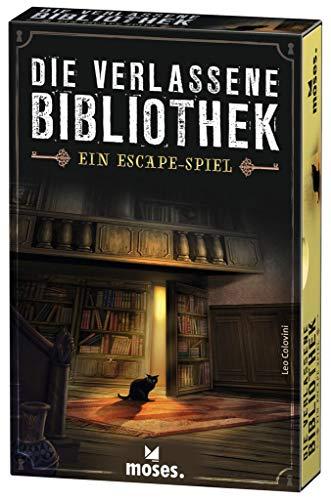 moses. Verlag GmbH 90351 Die verlassene Bibliothek | Escape Spiel in der Schachtel | Spielmaterial wieder verwendbar | Ab 12 Jahren | Für 1-4 Spieler