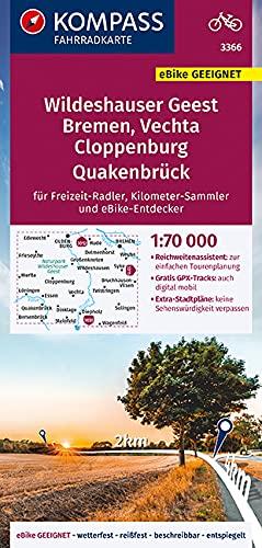 KOMPASS Fahrradkarte Wildeshauser Geest - Vechta - Cloppenburg 3366: Fahrradkarte. GPS-genau. 1:70000 (KOMPASS-Fahrradkarten Deutschland, Band 3366)