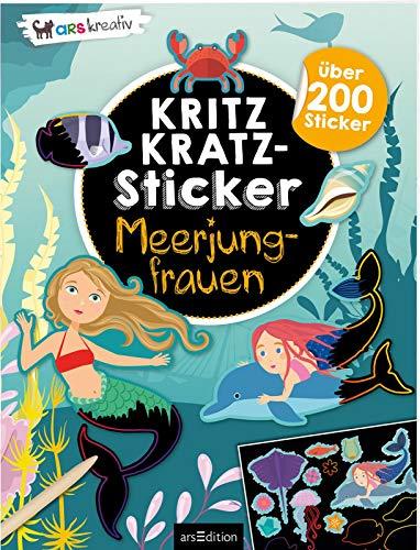 Kritzkratz-Sticker Meerjungfrauen: Über 200 Sticker | Stickerheft mit Kratzelstickern und Holzstift