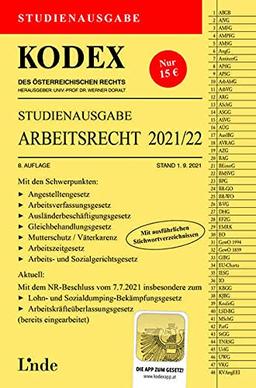 KODEX Studienausgabe Arbeitsrecht 2021/22: Studienausgabe