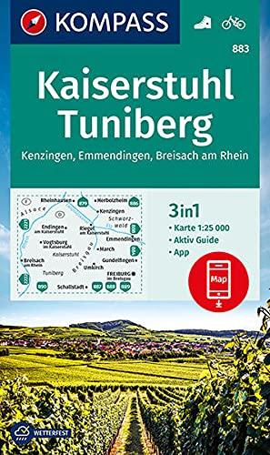 KOMPASS Wanderkarte Kaiserstuhl, Tuniberg, Kenzingen, Emmendingen, Breisach am Rhein: 3in1 Wanderkarte 1:25000 mit Aktiv Guide inklusive Karte zur ... (KOMPASS-Wanderkarten, Band 883)