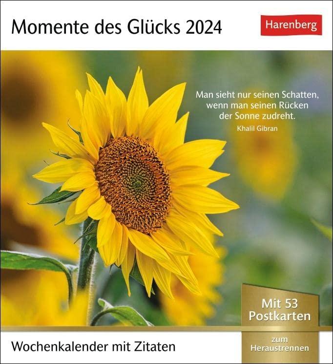 Momente des Glücks Postkartenkalender 2024: Wochenkalender mit Zitaten, mit 53 Postkarten