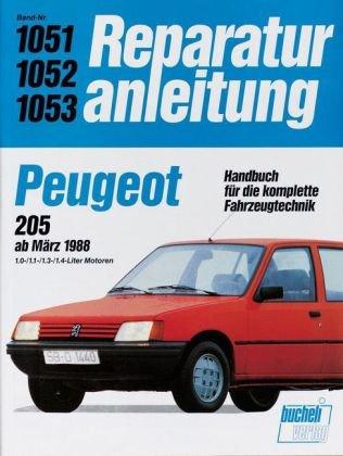 Reparaturanleitung, Band Nr. 1051, 1052, 1053: Peugeot 205 ab März 1988. 1.0- / 1.1- / 1.3- / 1.4-Liter Motoren