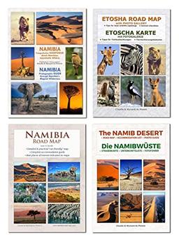 Das komplette Kartenset NAMIBIA Plus (4-teilig): NAMIBIA Straßenkarte + ETOSCHA Karte (mit Fotogalerie der Wildtiere) + Karte der NAMIBWÜSTE (mit ... zuverlässig & ideal für Planung und Reise