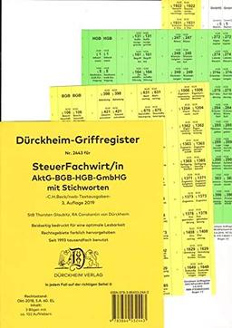 SteuerFachwirt/in - Wirtschaftsgesetze (BGB-HGB-GmbHG) Dürckheim-Register Nr. 2443 mit Stichworten: 102 Registeretiketten für das BGB, HGB, GmbHG mit ... vom Verlag C.H. Beck oder nwb-Textsammlung