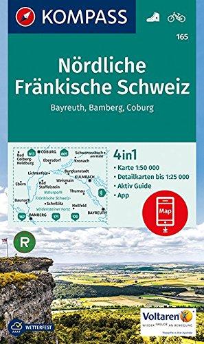 Nördliche Fränkische Schweiz, Bayreuth, Bamberg, Coburg: 4in1 Wanderkarte 1:50000 mit Aktiv Guide und Detailkarten inklusive Karte zur offline ... (KOMPASS-Wanderkarten, Band 165)