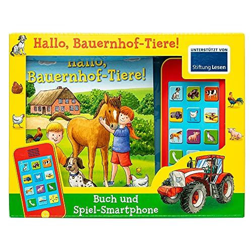 Hallo, Bauernhof-Tiere! - Pappbilderbuch und Spiel-Smartphone mit über 20 Geräuschen