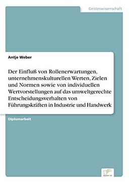 Der Einfluß von Rollenerwartungen, unternehmenskulturellen Werten, Zielen und Normen sowie von individuellen Wertvorstellungen auf das umweltgerechte Entscheidungsverhalten […]