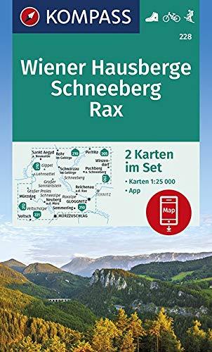 KOMPASS Wanderkarte Wiener Hausberge, Schneeberg, Rax: 2 Wanderkarten 1:25000 im Set inklusive Karte zur offline Verwendung in der KOMPASS-App. ... Skitouren. (KOMPASS-Wanderkarten, Band 228)