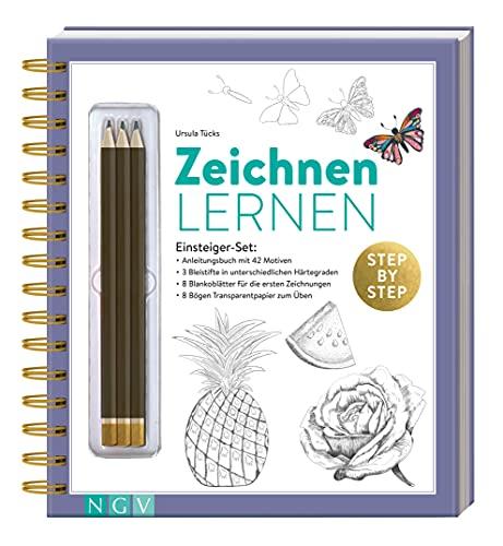 Zeichnen lernen Einsteigerset: Set mit Anleitungsbuch, 3 Stiften, Transparentpapier und Übungsblättern