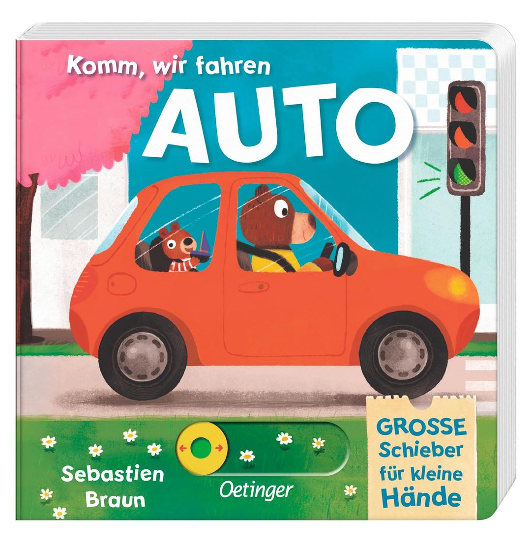 Komm, wir fahren Auto: Hochwertiges Pappbilderbuch mit stabilen Schiebe- und Drehelementen; mit liebevollen Reimen und Illustrationen für Kinder ab 2 Jahren (Komm, wir fahren los)