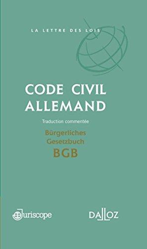 Code civil allemand. BGB Bürgerliches Gesetzbuch