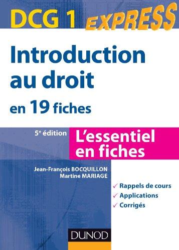 Introduction au droit en 19 fiches, DCG 1 : l'essentiel en fiches