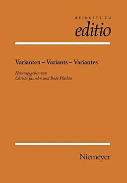 Varianten - Variants - Variantes (editio / Beihefte, 22, Band 22)