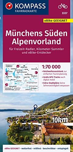 KOMPASS Fahrradkarte 3337 Münchens Süden, Alpenvorland 1:70.000: reiß- und wetterfest mit Extra Stadtplänen