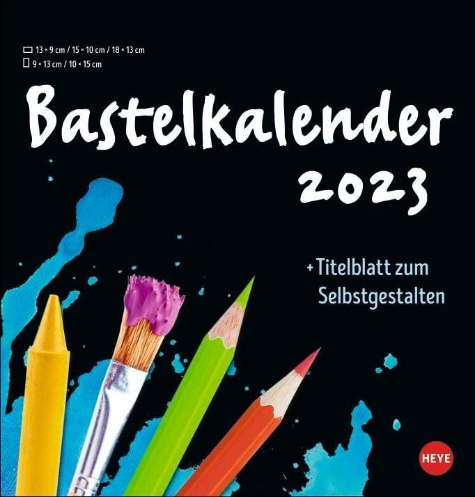 Bastelkalender 2023 schwarz mittel - Fotokalender mit Titelblatt zum Selbstgestalten und Monatskalendarium - Format 21 x 22 cm