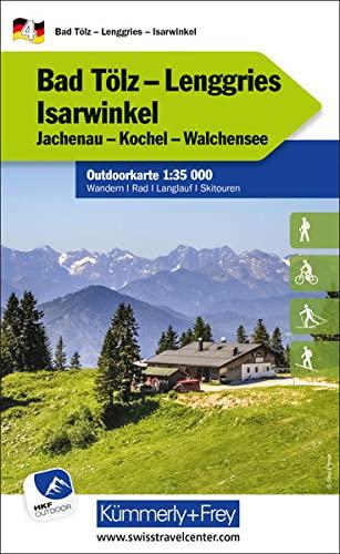 Bad Tölz - Lenggries - Isarwinkel Nr. 04 Outdoorkarte Deutschland 1:35 000: Jachenau, Kochel, Walchensee, water resistant, free Download mit HKF Outdoor App (Kümmerly+Frey Outdoorkarten Deutschland)