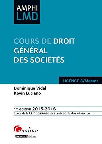 Cours de droit général des sociétés : 2015-2016