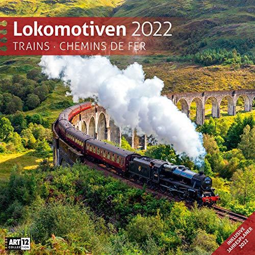 Lokomotiven 2022, Wandkalender / Broschürenkalender im Hochformat (aufgeklappt 30x60 cm) - Geschenk-Kalender mit Monatskalendarium zum Eintragen