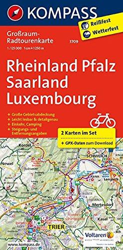 Rheinland-Pfalz - Saarland - Luxembourg: Großraum-Radtourenkarte 1:125000, GPX-Daten zum Download (KOMPASS-Großraum-Radtourenkarte, Band 3709)