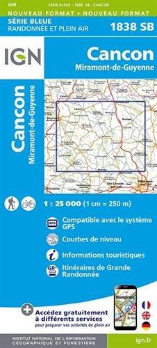 Chancon - Miramont de Guyenne 1 : 25 000 Carte Topographique Serie Bleue Itineraires de Randonnee