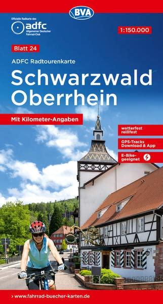 ADFC-Radtourenkarte 24 Schwarzwald Oberrhein 1:150.000, reiß- und wetterfest, E-Bike geeignet, GPS-Tracks Download, mit Bett+Bike Symbolen, mit Kilometer-Angaben (ADFC-Radtourenkarte 1:150.000)