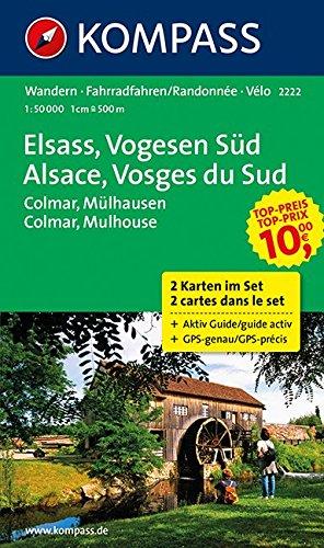 Elsass - Vogesen Süd - Alsace - Vosges du Sud - Colmar - Mülhausen - Mulhouse: Wanderkarten-Set mit Aktiv Guide. GPS-genau. 1:50000 (KOMPASS-Wanderkarten, Band 2222)