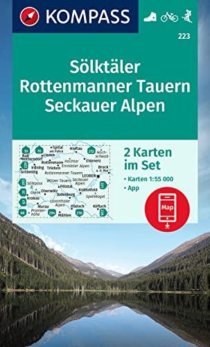 KOMPASS Wanderkarten-Set 223 Sölktäler, Rottenmanner Tauern, Seckauer Alpen (2 Karten) 1:55.000: inklusive Karte zur offline Verwendung in der KOMPASS-App. Fahrradfahren.