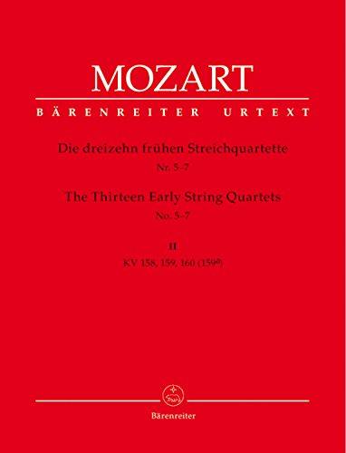 Die dreizehn frühen Streichquartette, Heft II, Nr. 5-7, KV 158, KV 159, KV 160 (159a). Stimmen im Umschlag, Urtextausgabe