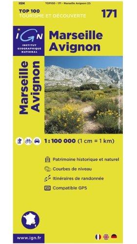 IGN 1 : 100 000 Marseille Avignon: Top 100 Tourisme et Découverte. Patrimoine historique et naturel / Courbes de niveau / Routes et chemins / Itinéaires de randonnée / Compatible GPS (Ign Map)