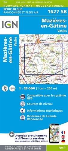 Mazieres en Gatin Vasles 1 : 25 000 Carte Topographique Serie Bleue Itineraires de Randonnee