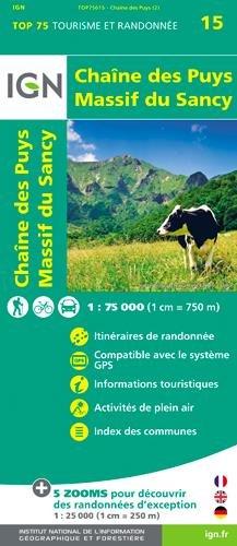 IGN 75 000 Touristische Wanderkarte 15 Chaîne des Puys - Massif du Sancy