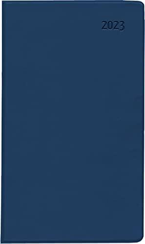 Taschenplaner Leporello PVC blau 2023 - Bürokalender 9,5x16 cm - 1 Monat auf 2 Seiten - separates Adressheft - faltbar - Notizheft - 510-1015