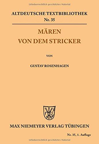 Mären von dem Stricker (Altdeutsche Textbibliothek, Band 35)