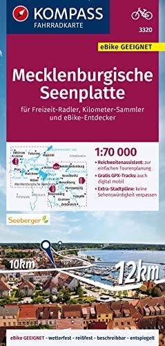 KOMPASS Fahrradkarte 3320 Mecklenburgische Seenplatte 1:70.000: reiß- und wetterfest mit Extra Stadtplänen