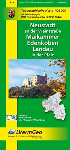 Neustadt an der Weinstraße, Maikammer, Edenkoben, Landau in der Pfalz 1 : 25 000. Naturparkkarte P9: Mit Wanderwegen. Koordinatengitter für GPS-Nutzer