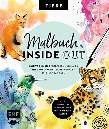 Malbuch Inside Out: Watercolor Tiere: Motive und Muster entdecken und malen – Mit Grundlagen, Zeichenübungen und Inspirationen – Alle Seiten zum Heraustrennen – Mit Twin Brush Marker