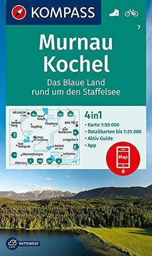 KOMPASS Wanderkarte Murnau - Kochel - Das blaue Land rund um den Staffelsee: Wanderkarte mit Aktiv Guide und Radwegen. GPS-genau. 1:50000 (KOMPASS-Wanderkarten, Band 7)