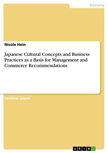 Japanese Cultural Concepts and Business Practices as a Basis for Management and Commerce Recommendations