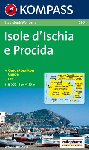 Kompass Karten, Isole d' Ischia e Procida: Escursioni / Wandern. Umgebungskarte. Mit 4 Detailkarten 1 : 10 000 (Carte de Randon)