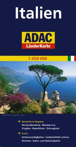 ADAC Länderkarte Italien 1:650.000: Mit Fernstraßenkarte, Reiseservice, Cityplan Rom, Reiseführer, Ortsregister