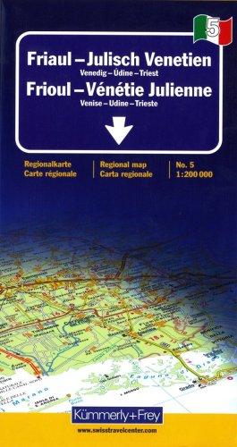 Italien 5. Friaul - Julisch Venetien 1 : 200 000. Straßenkarte: Venedig - Udine - Triest. Sehenswürdigkeiten, Stadtpläne, Transitpläne, Ortsindex