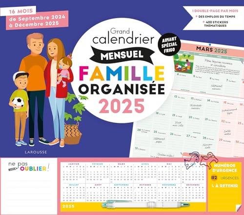 Grand calendrier mensuel Famille organisée 2025 : De septembre 2024 à décembre 2025